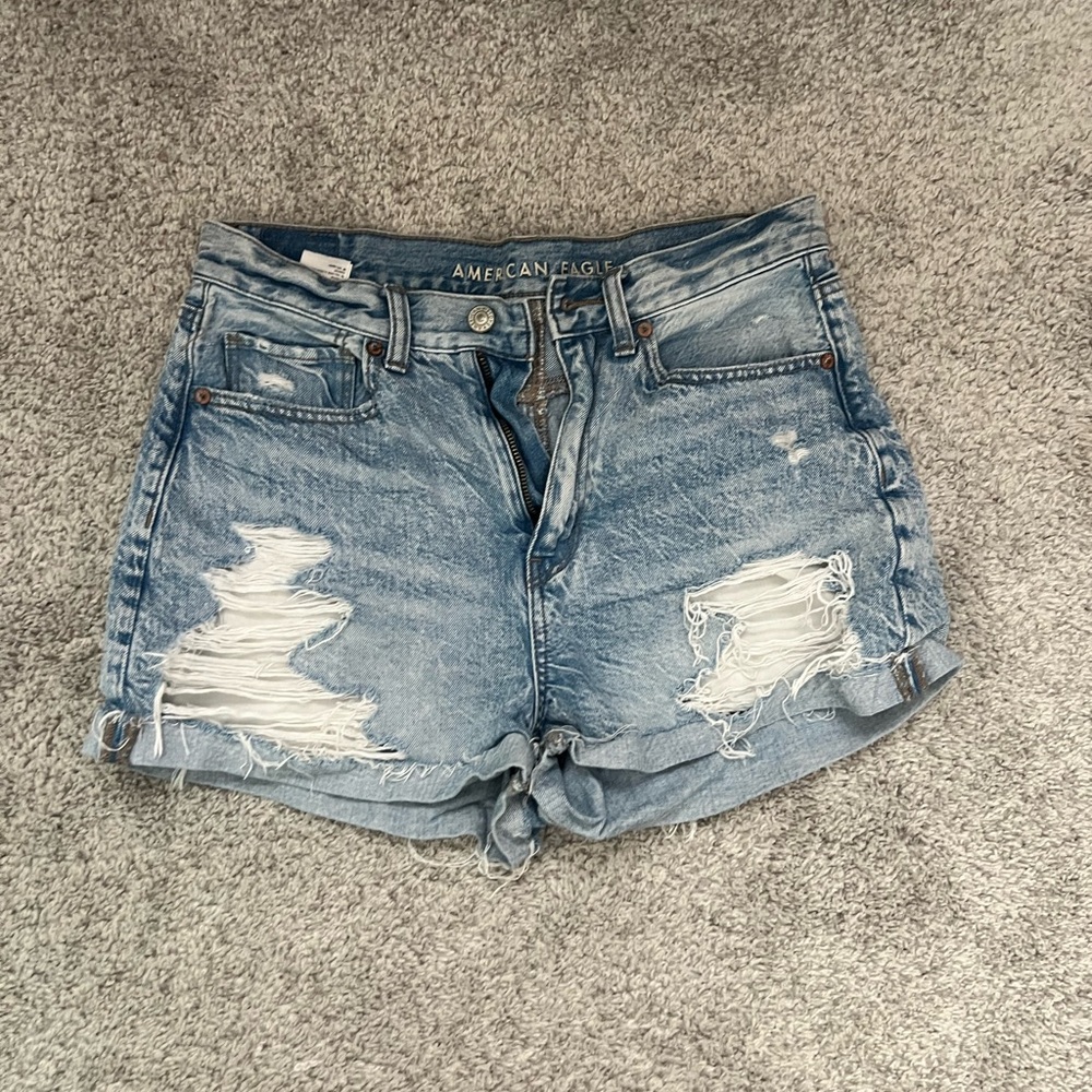 American Eagle Outfitters Distressed Light Blue Jean Shorts